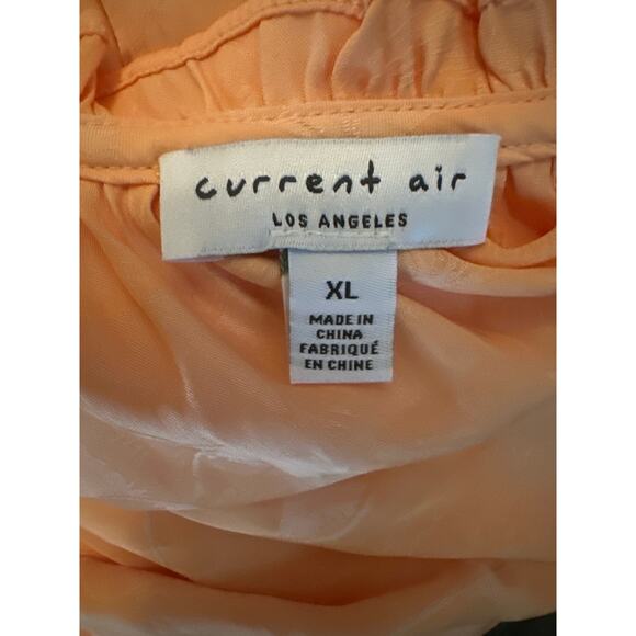 Women XL Current Air Pink Orange Printed Blouse Shirt Top Orange Pink Satin - Picture 7 of 7